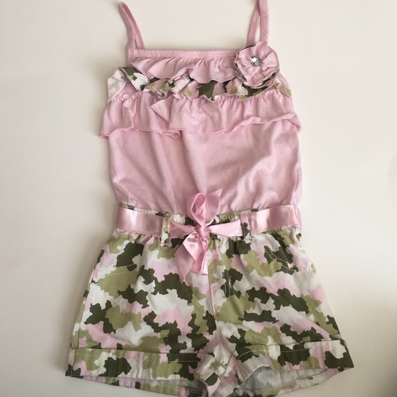 Little Lass Other - (SALE)Pink and Green Camouflage Romper